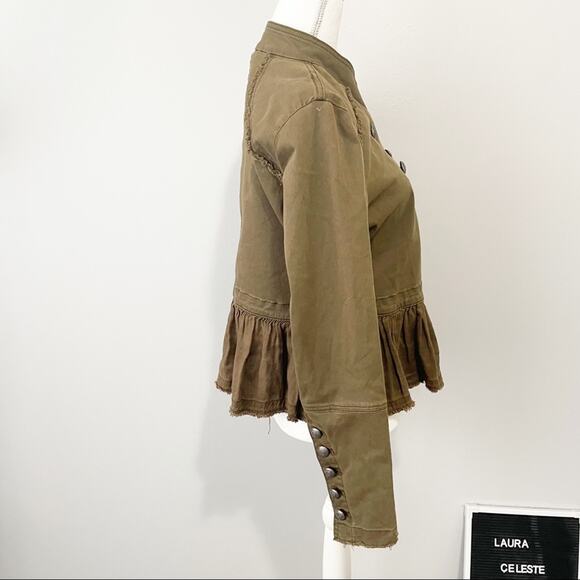 Free People green ruffled military jacket small - Picture 7 of 15